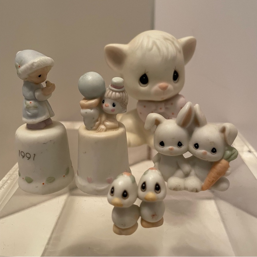 Vintage Precious Moments Thimbles And Mini Animals Lot Of‎ 5 See Description